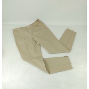 Tory Burch Beige Chino Straight Ankle Cropped Stretch Pull On Pants Carrer Sz 2